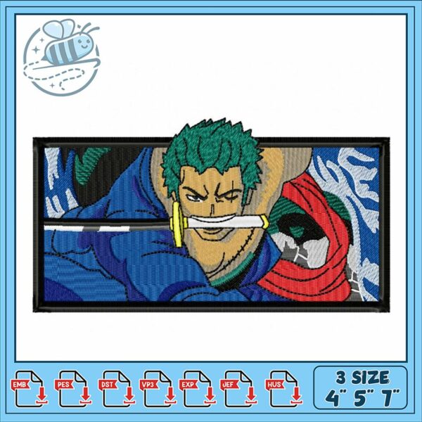 Embroidery Design of Warrior with Sword Art Style