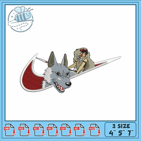 Embroidery Design of Wolf and Character for Crafts