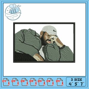 Embroidery Design of a Stylish Man in Relaxed Pose