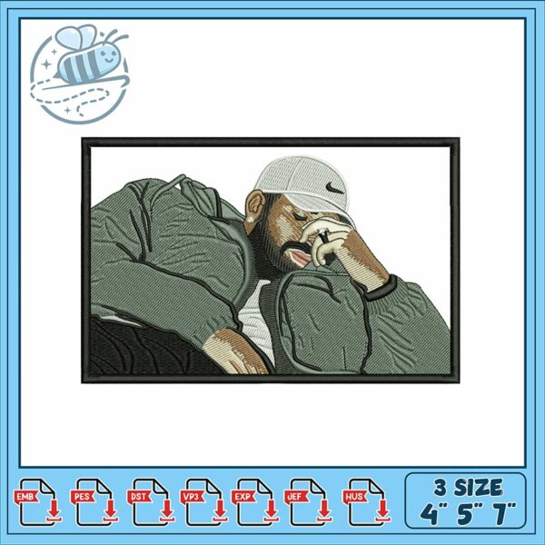 Embroidery Design of a Stylish Man in Relaxed Pose