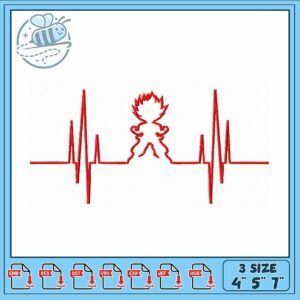 Energetic Embroidery Design Heartbeat Motif Art