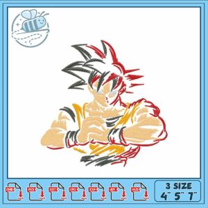 Energetic Goku Embroidery Design for Fans 4x5 7in
