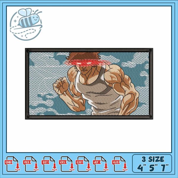 Energetic Muscle Man Embroidery Design for Projects