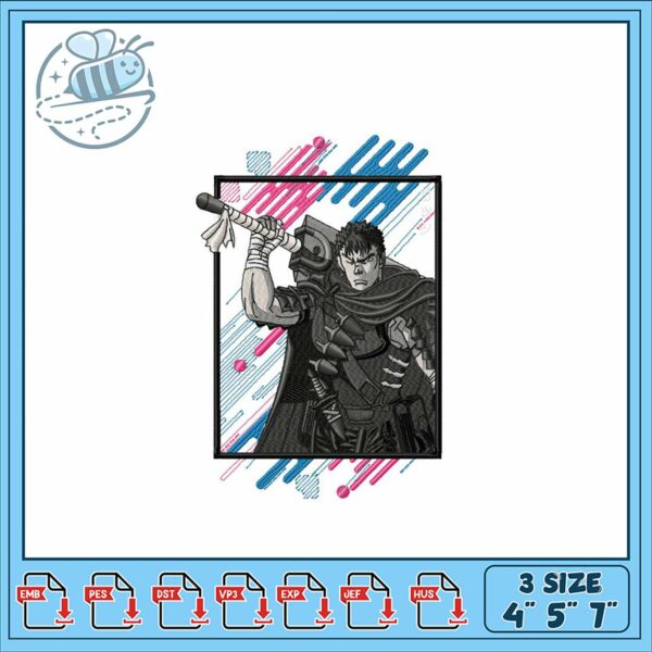 Epic Warrior Embroidery Design for Custom Projects