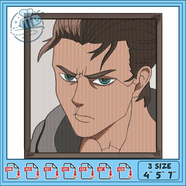 Eren face art design embroidery, eren yeager face​ embroidery