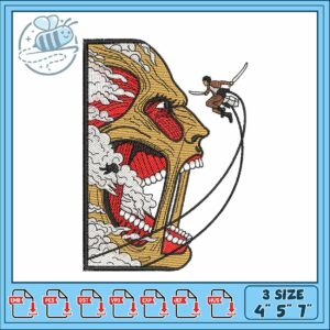 Eren vs titan design embroidery