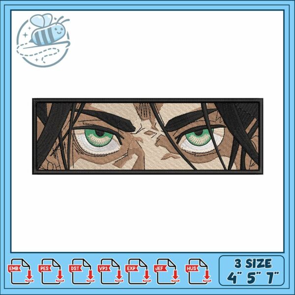 Eren yeager eye art hand embroidery, eren yeager eye color​ embroidery