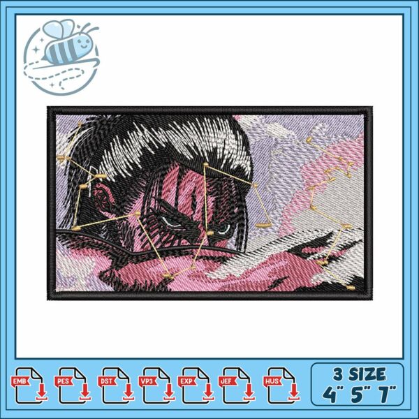 Eren yeager rectangle embroidery, eren yeager titan​​ embroidery