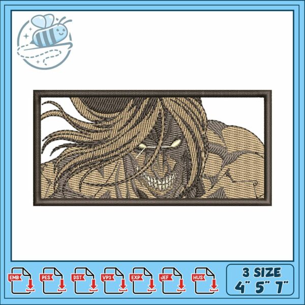 Eren yeager titan box embroidery, eren yeager​​​ embroidery
