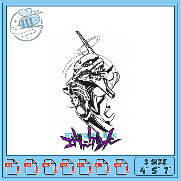 Evangelion Embroidery Design in Three Sizes Available