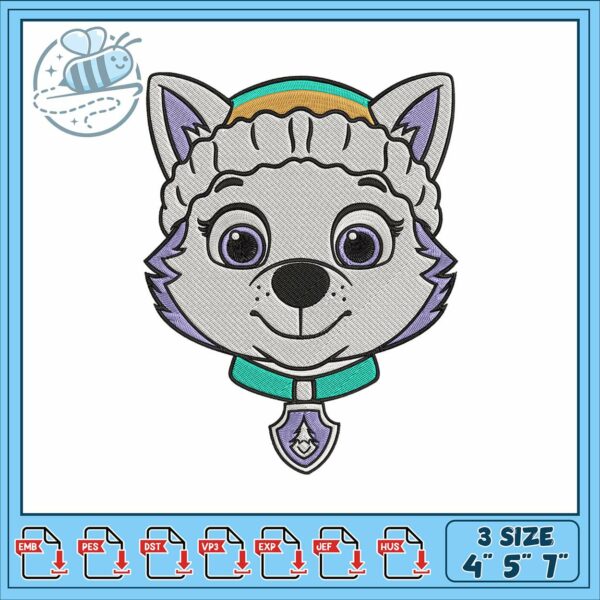 Everest dog face embroidery, paw patrol streaming embroidery