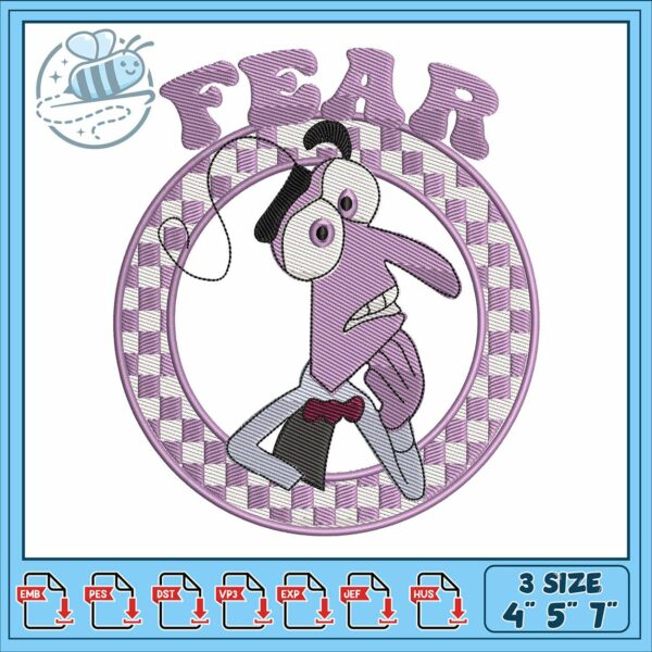 Fear inside out embroidery, inside out fear​​ embroidery