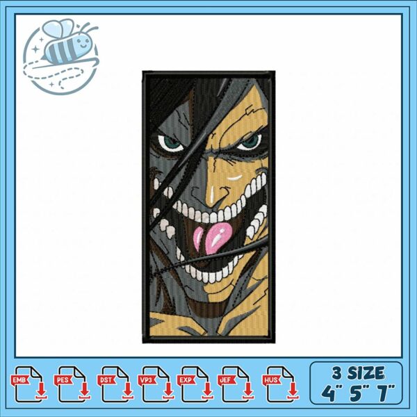 Fierce Anime Embroidery Design for All Projects