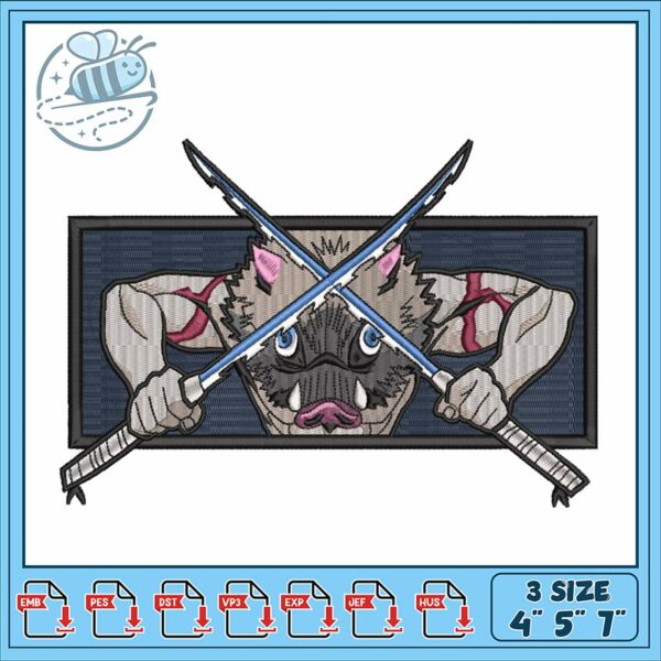 Fierce Boar Warrior Embroidery Design for Crafts