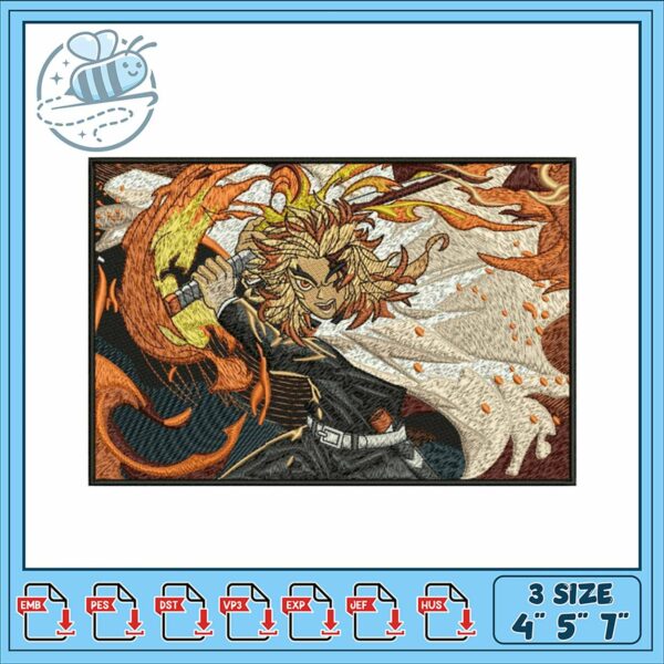 Fiery Embroidery Design for Creative Projects 4×5 7 inch