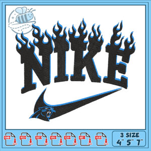 Fiery Nike Embroidery Design for Apparel 3 Sizes