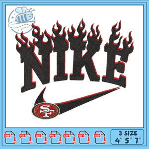 Fiery Nike Embroidery Design for Fashion Enthusiasts