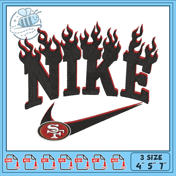 Fiery Nike Embroidery Design for Fashion Enthusiasts