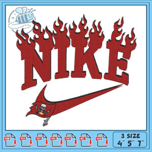 Flame Embroidery Design for Nike Inspired Apparel