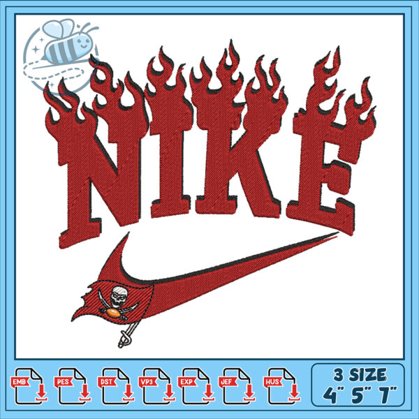 Flame Embroidery Design for Nike Inspired Apparel