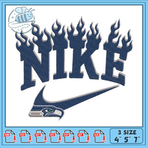 Flame Embroidery Design for Nike Logo Patch