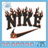 Flame Embroidery Design for Nike Logo 3 Sizes