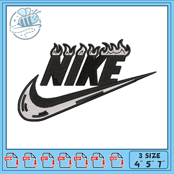 Flame Nike Embroidery Design for All Projects