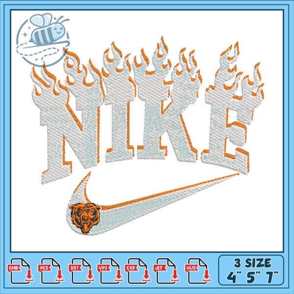 Flames Nike Embroidery Design 3 Sizes