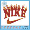 Flaming Nike Embroidery Design for Custom Apparel