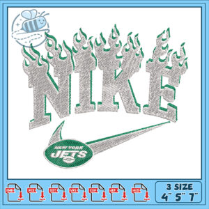 Flaming Nike Embroidery Design for Custom Apparel