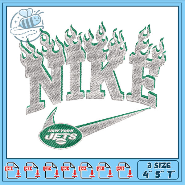 Flaming Nike Embroidery Design for Custom Apparel