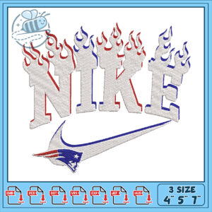 Flaming Nike Embroidery Design in Three Sizes