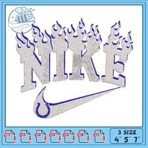 Flaming Nike Logo Embroidery Design for Crafts