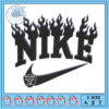 Flaming Nike Logo Embroidery Design in Three Sizes