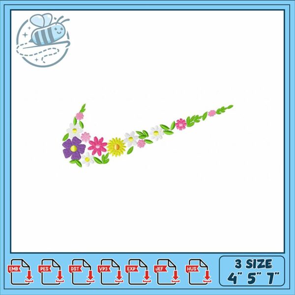 Floral Embroidery Design for Sportswear 3 Sizes