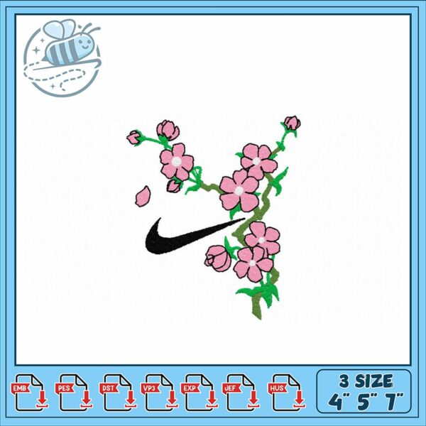 Floral Nike Embroidery Design for Arts and Crafts