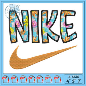 Floral Nike Embroidery Design for Crafting Projects