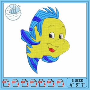 Flounder cartoon embroidery, cartoon flounder​ embroidery