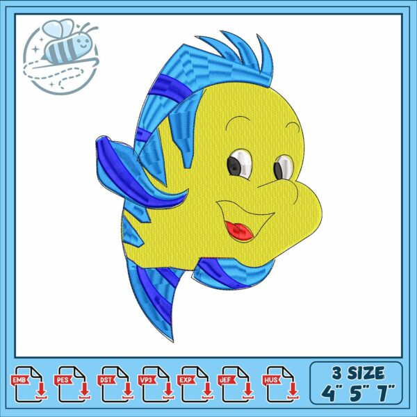 Flounder cartoon embroidery, cartoon flounder​ embroidery