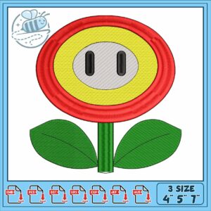 Flower mario cartoon embroidery