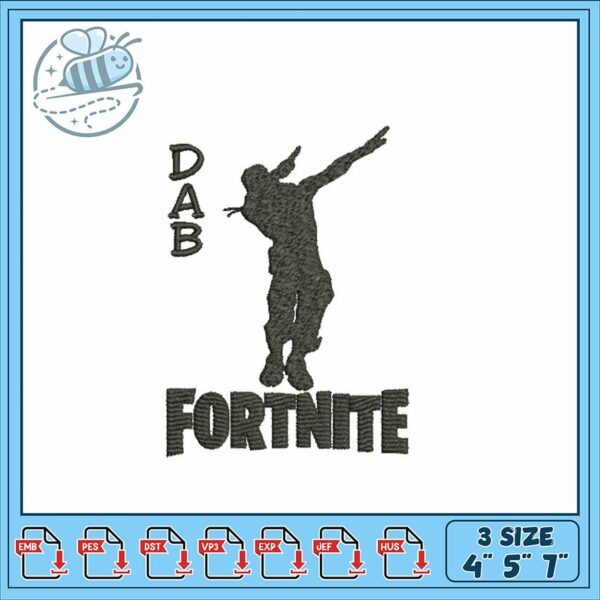 Fortnite Dab Embroidery Design for All Sizes