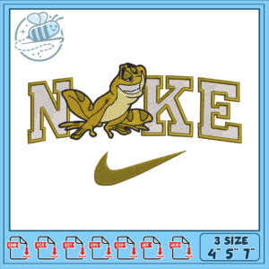 Frog Nike Embroidery Design 4x5x7 Inch