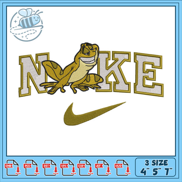 Frog Nike Logo Embroidery Design 4x5x7 Inch