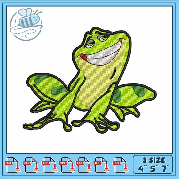 Frog prince design embroidery, frog and prince​ embroidery