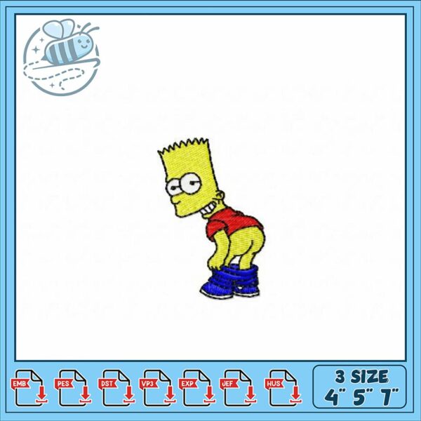 Fun Bart Simpson Embroidery Design Download 3 Sizes