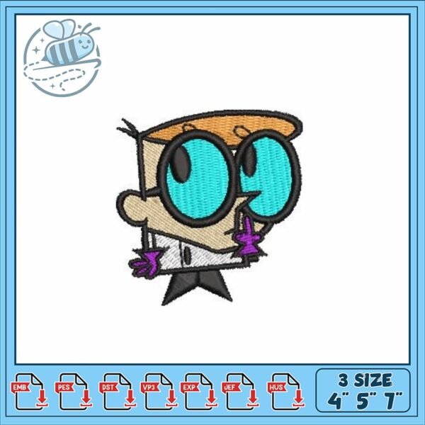 Fun Dexter Cartoon Embroidery Design for Kids Crafts