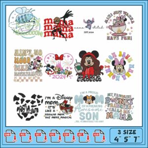 Fun Disney Themed Embroidery Bundle for Moms