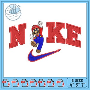 Fun Mario Nike Embroidery Design for All Sizes