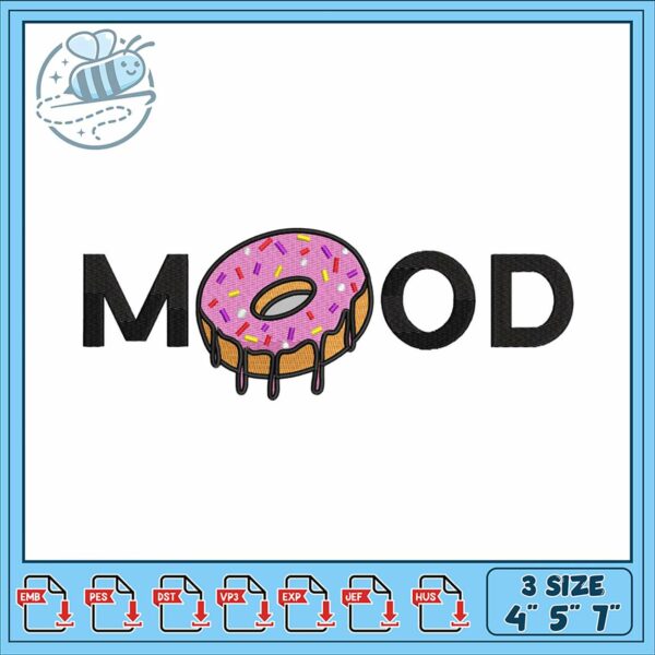 Fun Mood Embroidery Design with Cute Donut Art