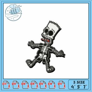 Fun Skeleton Embroidery Design 4x5 and 7 Inch Sizes